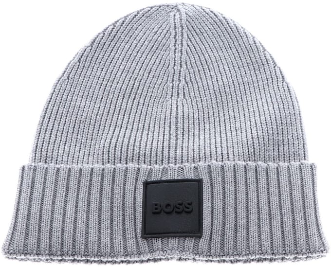 BOSS muts Flavio Beanie Silver Lichtgrijs