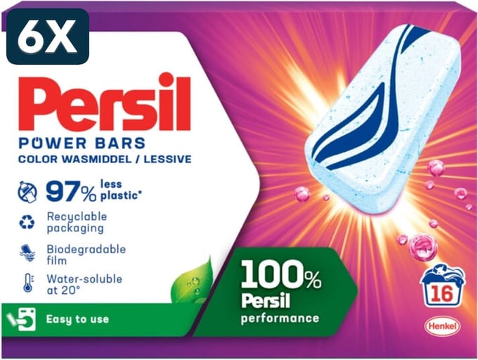 6 x Persil Power Bars - Wasmiddeltabletten - Gekleurde Was - 16 Wasbeurten
