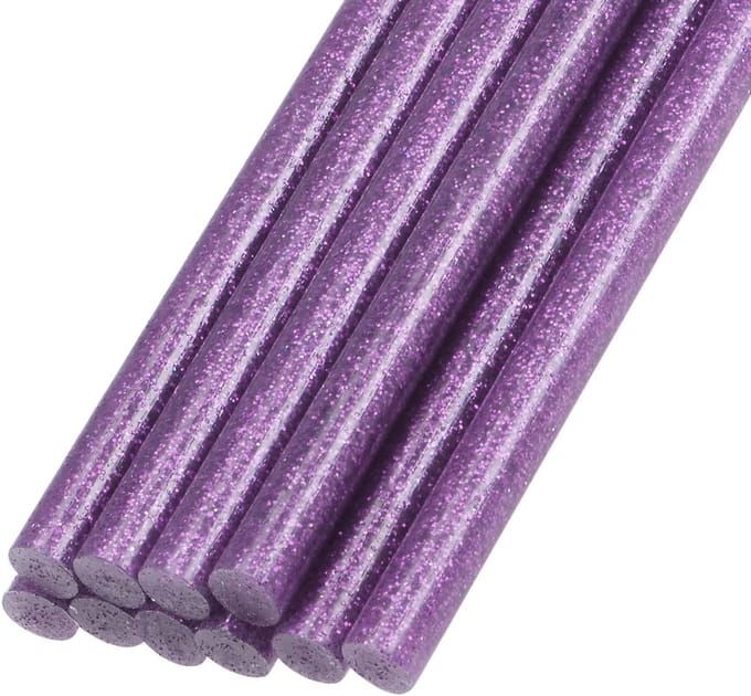 Mini Lijmpatronen Paars Glitter - 10 Stuks voor Hobby en Knutselen