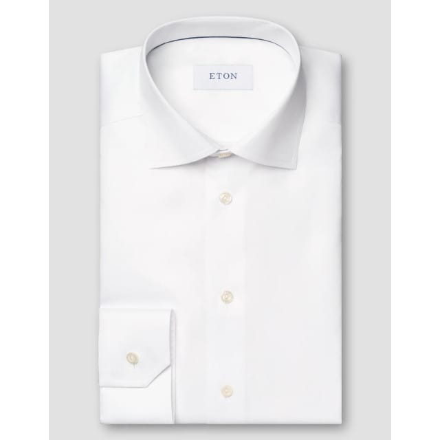 Eton Solid Signature Twill Shirt Lange Mouw Overhemden Wit 100012342