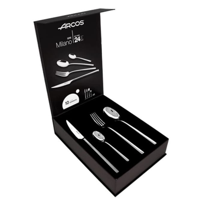 Couverts de Table - ARCOS - Milano - 24 pièces - Acier Inoxydable - Compatible Lave-Vaisselle