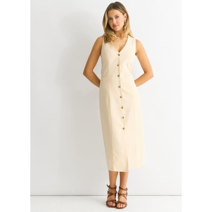 Stone knoop door taille jas midi jurk