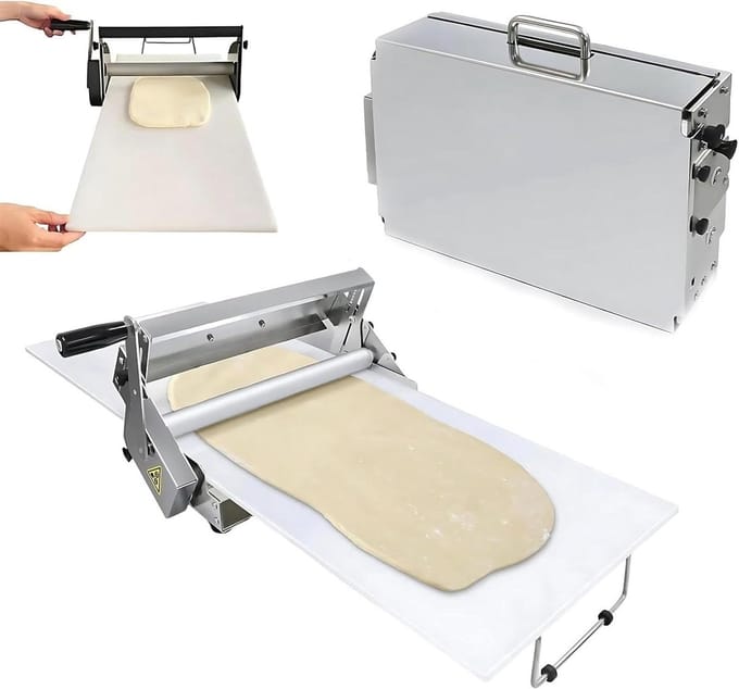 Deegroller Laminator - Bakmachine Deeg - Gebak Maken - Instelbare Dikte - 32.7x18.9 inch - Naturel