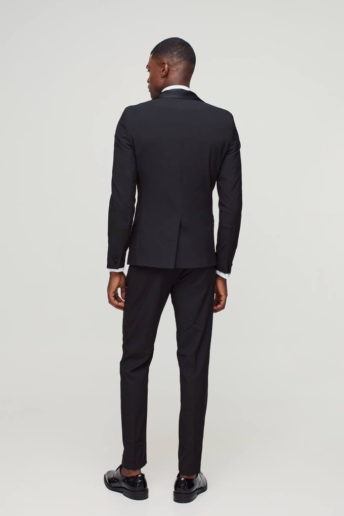 Skinny Tuxedo Single Breasted Suit Jacket | Black | Size 52
