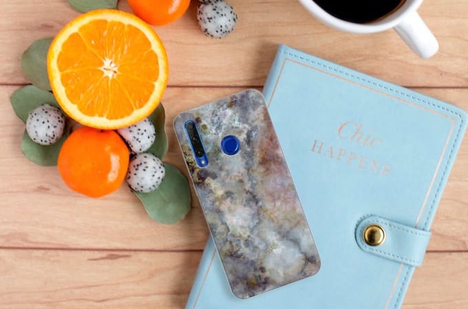 Honor 20 Lite TPU Siliconen Hoesje Marmer Grijs