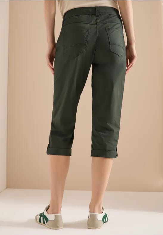 3/4 Mid Waist Slim Legs broek met omslag