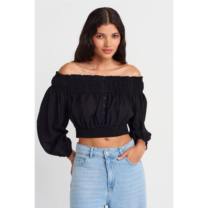 Schoudervrije Crop Blouse
