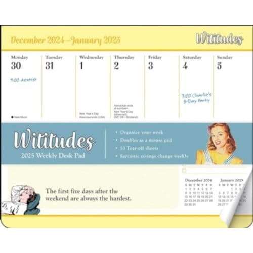 Wititudes 2025 Weekly Desk Pad Calendar - Wititudes