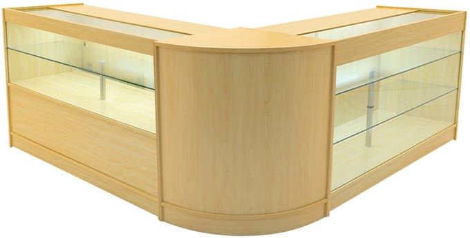 Hera led winkeltoonbank set - esdoorn - 150/150/60cm - 3-delig