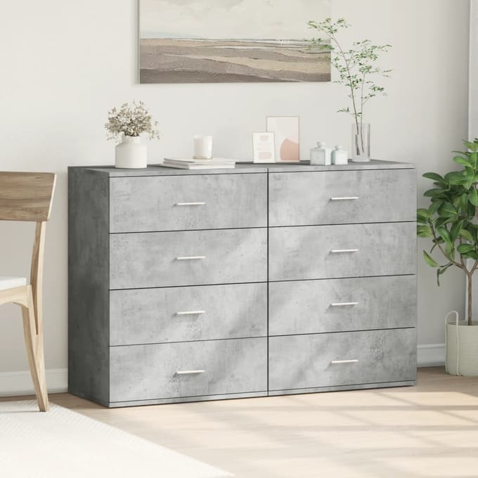 vidaXL - Dressoirs - 2 - st - 60x39x80 - cm - bewerkt - hout - betongrijs