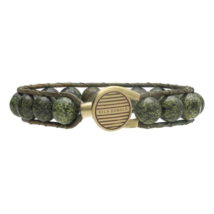 Bela Donaco - Armband Classic B10 – Serpentijn – groen vintage leer – Messing