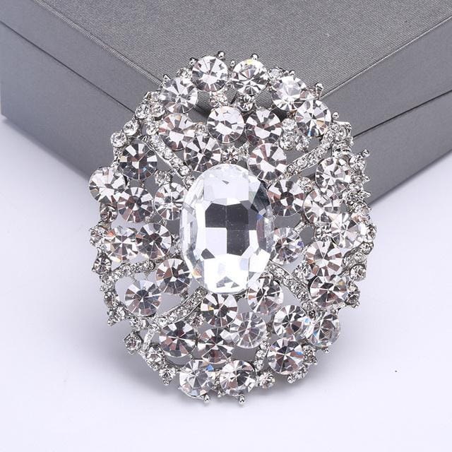 Prachtige grote kristal strass luxe glazen broche High-end kledingaccessoires broche gray