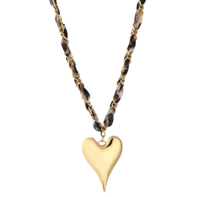 Bijoutheek Collier Bandana Stof Hart Leopard