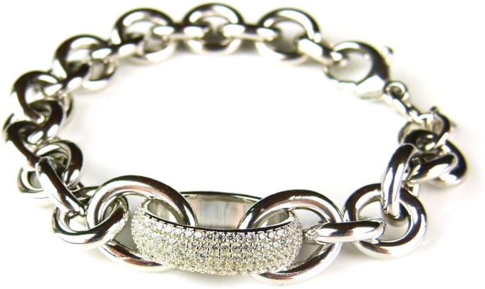 Armband in zilver met schakels en cubic zirconia