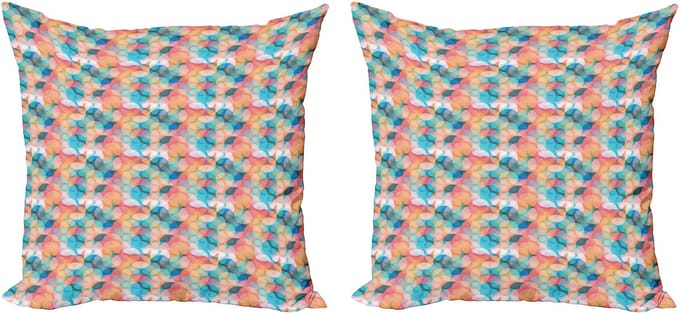 ABAKUHAUS Kleurrijke kussensloopset (2 stuks), boho regenboogkleur 50 cm, meerkleurig