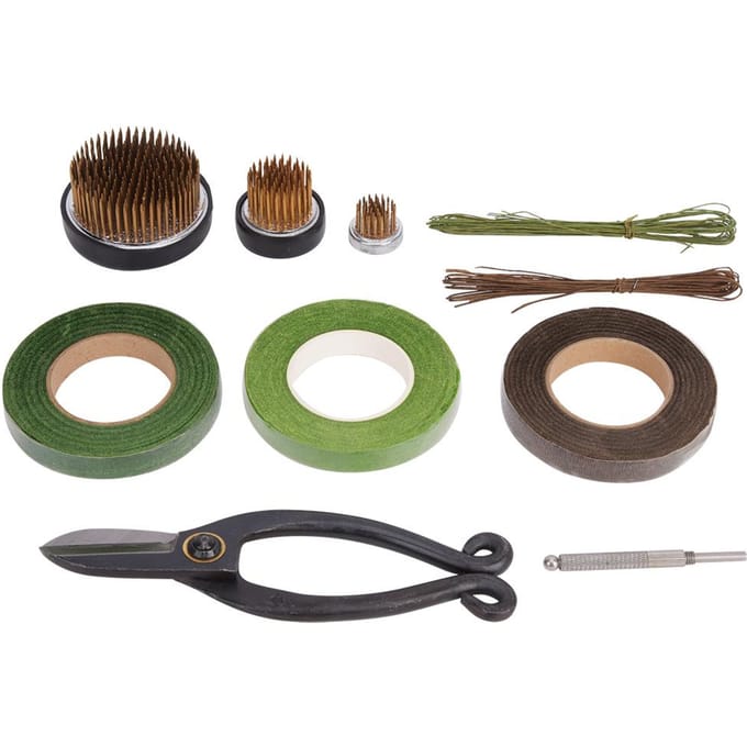 Bloemschikdecoratie Fixeergereedschapsset IJzerdraad Schaar Tape Kenzan Accessoires Kit beige