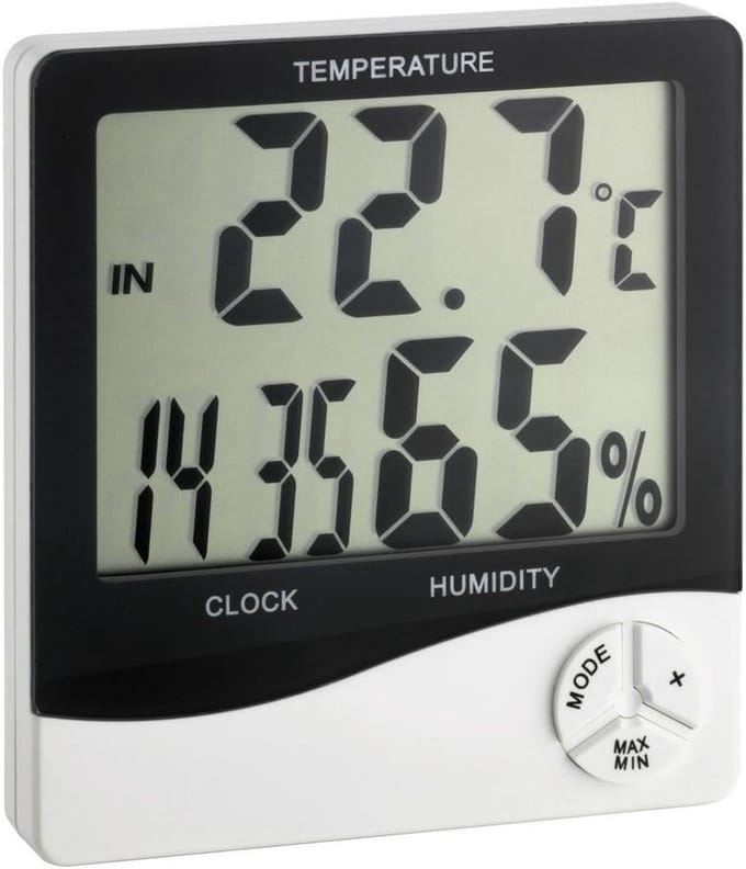 Digitale Thermo-Hygrometer voor Binnentemperatuur en Luchtvochtigheid met Tijd
