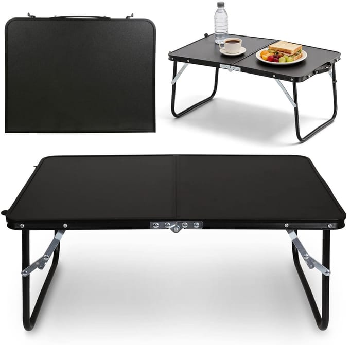Opvouwbare kampeertafel, draagbare kampeertafel, zwart 60x40x26,5cm