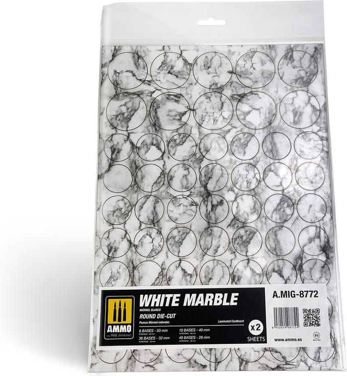 AMMO by Mig Jimenez Modelbouwdecoratie - MIG 8772 Marble White - Round Die-cut Wargames - 2pcs Accessoires set