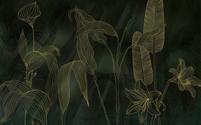 Fotobehang - Darkest Green 400x250cm - Vliesbehang