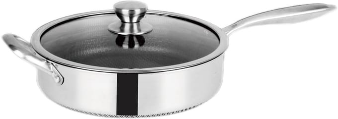 Cheffinger Hapjespan met Deksel - 28cm - RVS - Honingraat - Inductie