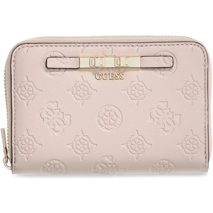 GUESS portemonnee Carmella SLG Medium Zip Around Wallet Bone Logo crème