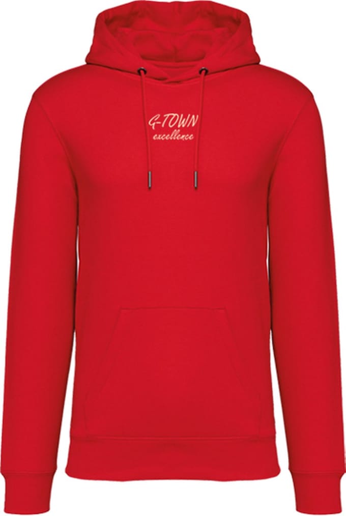 G-TOWN - Excellence Dames Hoodie – Rood met Gouden Opdruk – Regular Fit