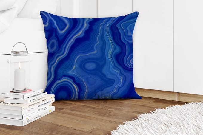 Sierkussens - Kussentjes Woonkamer - 60x60 cm - Blauw - Agaat - Stenen