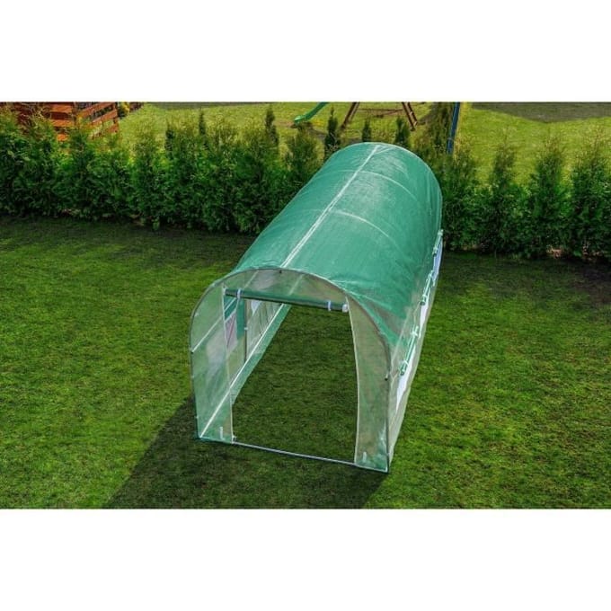 Kas - Metaal - 4x2,5x2m - Groene PE-folie - Horramen - 10m2 groen