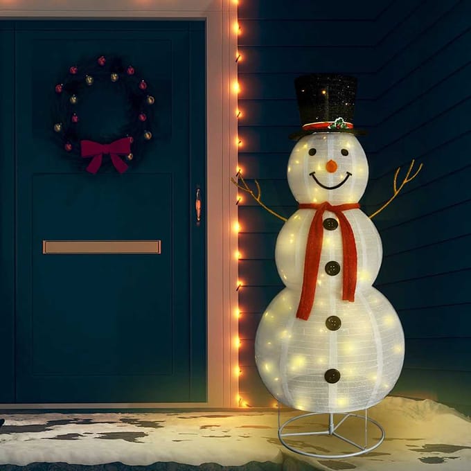vidaXL - Decoratieve - sneeuwpop - LED - 180 - cm - luxe - stof