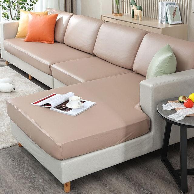 Housse de coussin de siège de canapé élastique en cuir PU housse de canapé imperméable souple protection de meubles demi-housse extensible conception cushion cover-S
