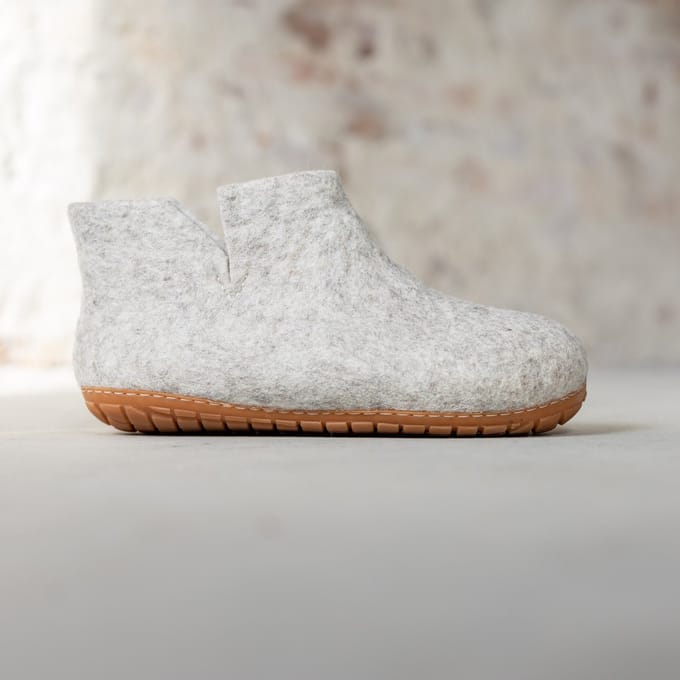 Vilten Hoge Dames Pantoffel Jado - Lichtgrijs - Maat 36 - Harde Zool