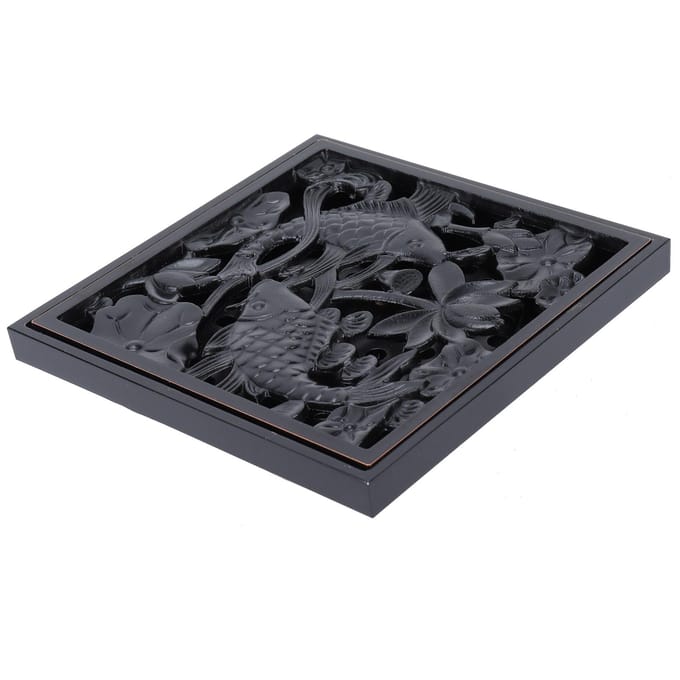 Zwarte Douchevloerafvoer 10x10cm Koperen Vloerafvoerrooster voor Hotelbadkamer Balkon gray