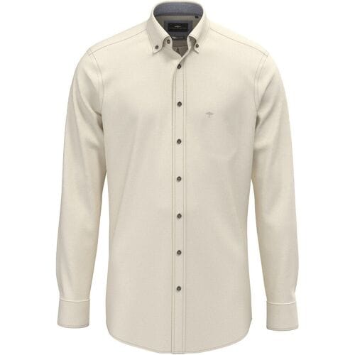 Fynch-Hatton Overhemd Herringbone Flanel Button-Down Beige / male