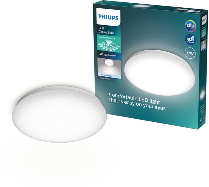 Philips Moire Plafondlamp - Glittereffect - Koelwit licht: 4000K - Diameter: 32 cm - 17W - Rond - Wit