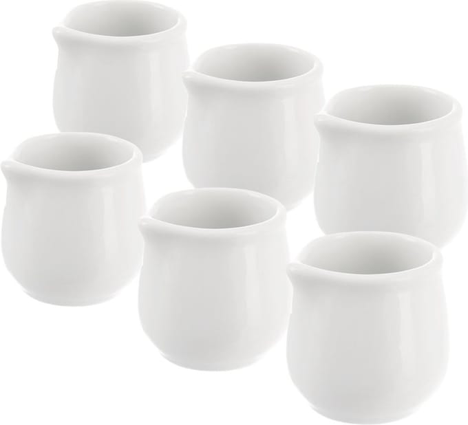 Melkkan Porselein Wit MONA 4x4 cm, 20 ml 6 stuks - Melkkannetje
