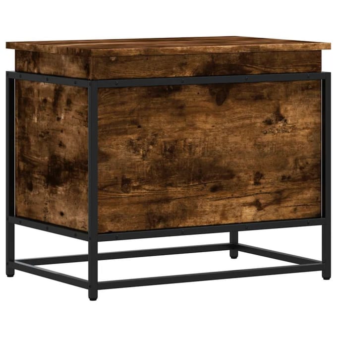 vidaXL - Opbergbox - met - deksel - 60x40x51,5 - cm - bewerkt - hout - gerookt - eiken