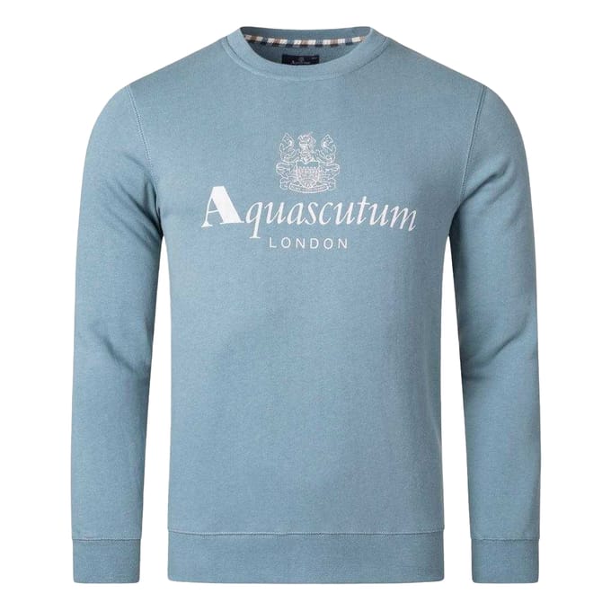 Aquascutum Heren Sweatshirt met groot logo Active (Blauw)