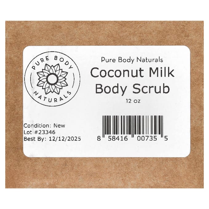 Pure Body Naturals, Coconut Milk Body Scrub, 12 oz (340 g) gray