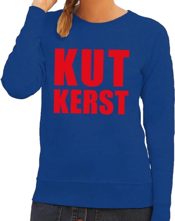 Foute kersttrui / sweater Kutkerst blauw voor dames - Kersttruien M