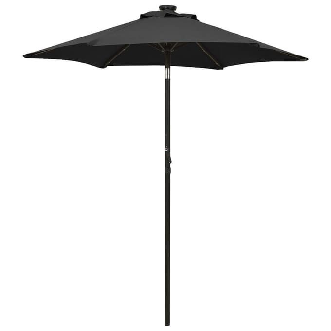 vidaXL - Parasol - met - LED-verlichting - 200x211 - cm - aluminium - zwart