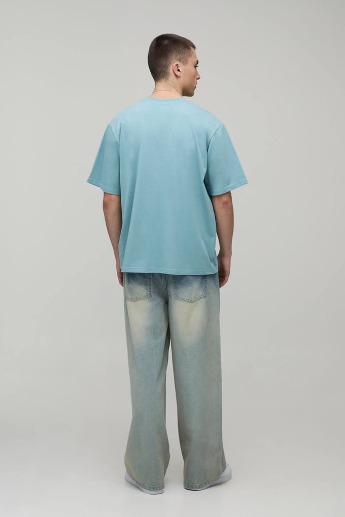 Relaxed Fit T-shirt Met Borstzak | Dusty Blue | Size Medium