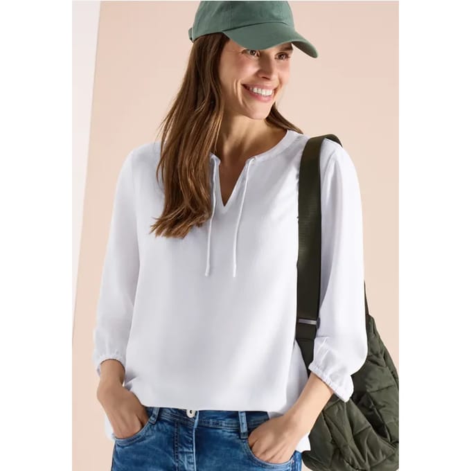 3/4-mouwen blouse met gespleten hals