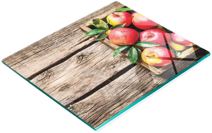 Decoratieve glazen snijplank met rode appels, 60x52 cm