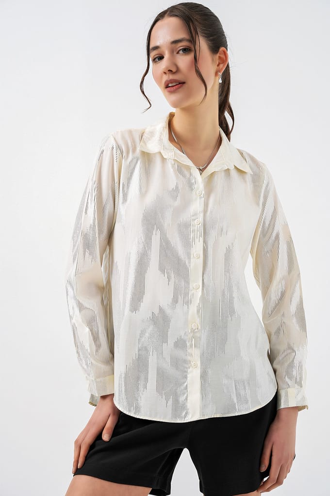 Oversized gestreepte blouse met knopen