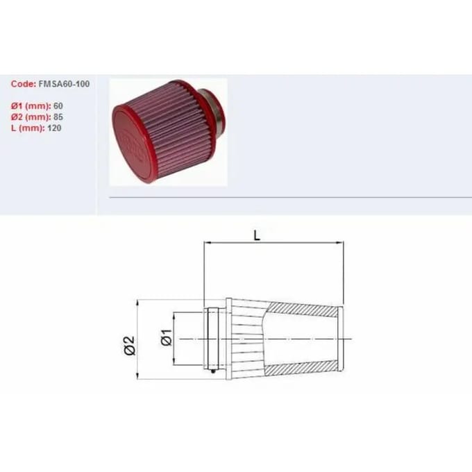 Motorfiets luchtfilter BMC FMSA60 100