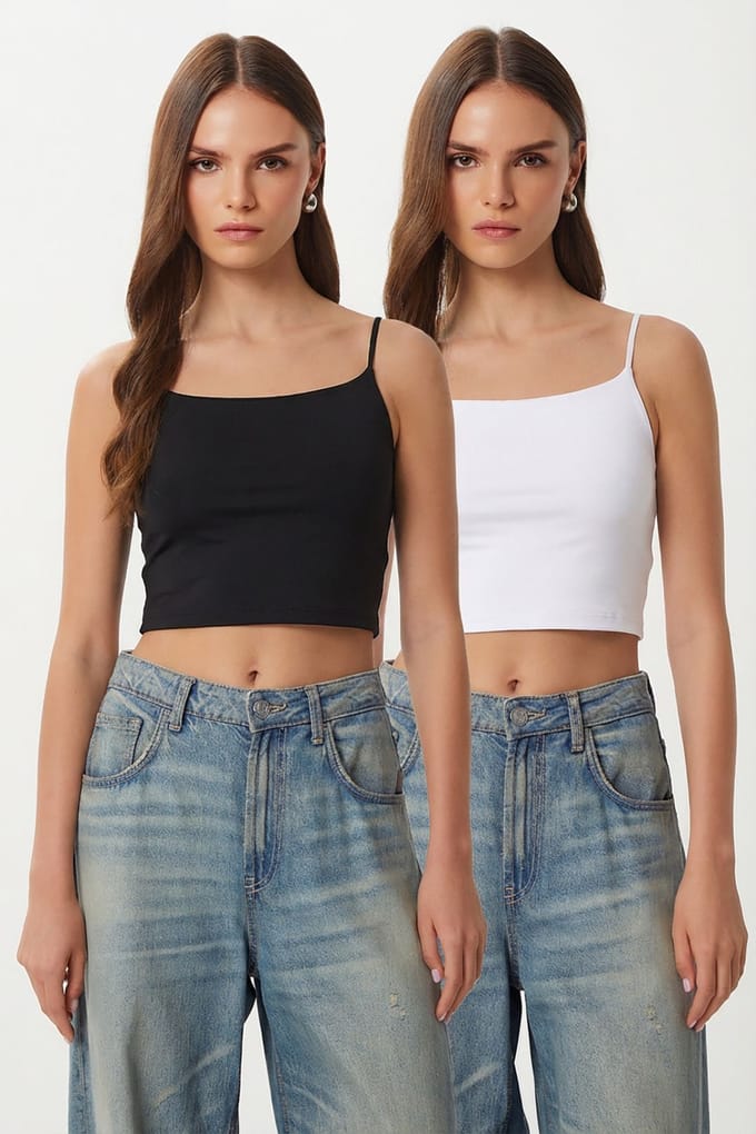 Slim Fit Vierkante Hals Crop Top