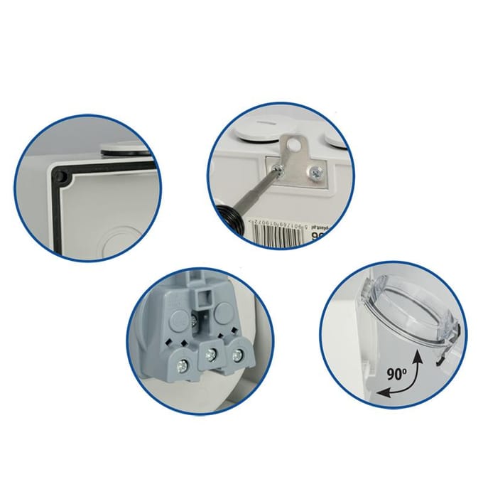 ELEKTRO-PLAST OPATÓWEK AQUA66 - Hermetisch Stopcontact - Grijs - 16A - 250V