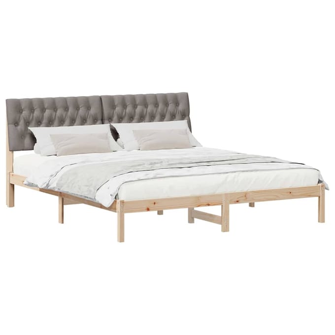 vidaXL - Bedframe - met - Gevoerde - Hoofdbord - Bruin - 180 - x - 200 - cm