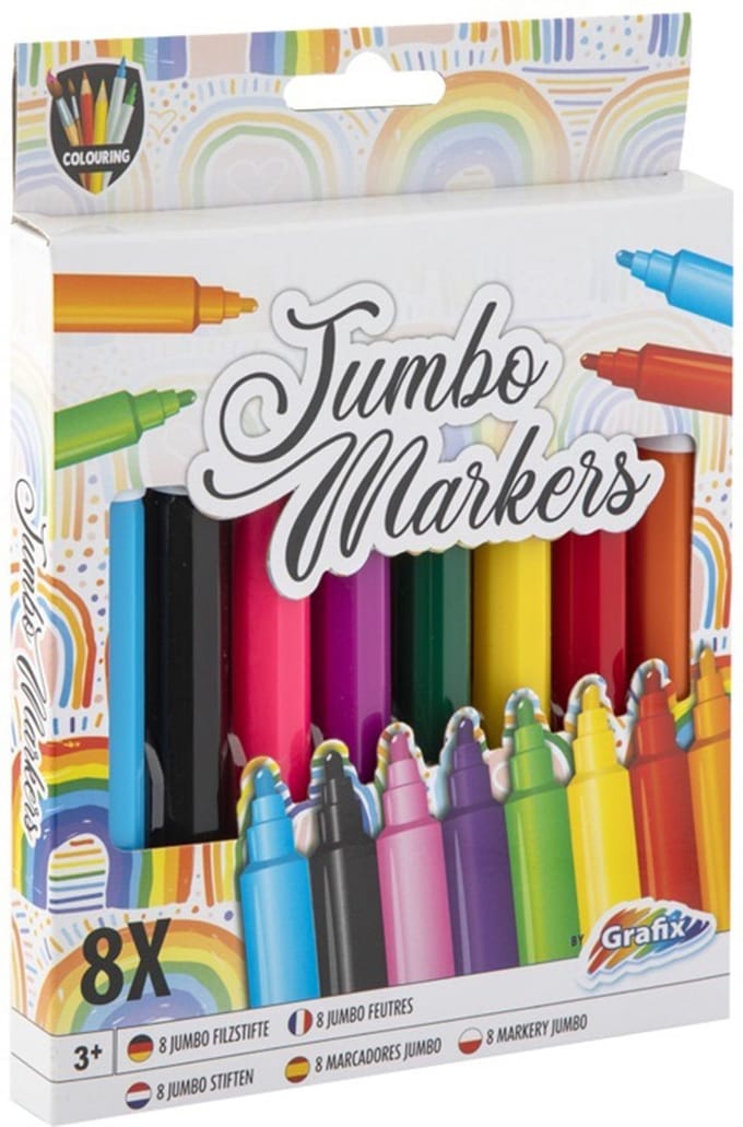 Grafix Gekleurde jumbo stiften - markers - Creatief kinderspeelgoed - Knutselbenodigdheden